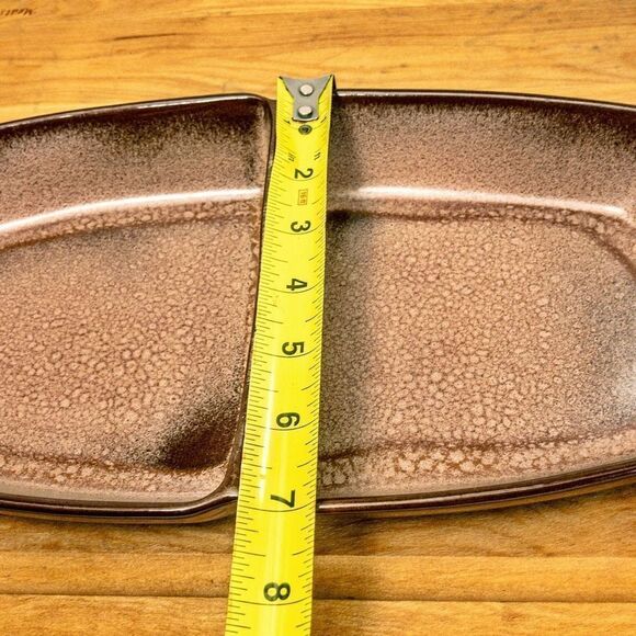 VTG Frankoma Plainsman Brown Tan Ceramic 13” Divided Serving Dish 5QD Ovenproof - Picture 8 of 9